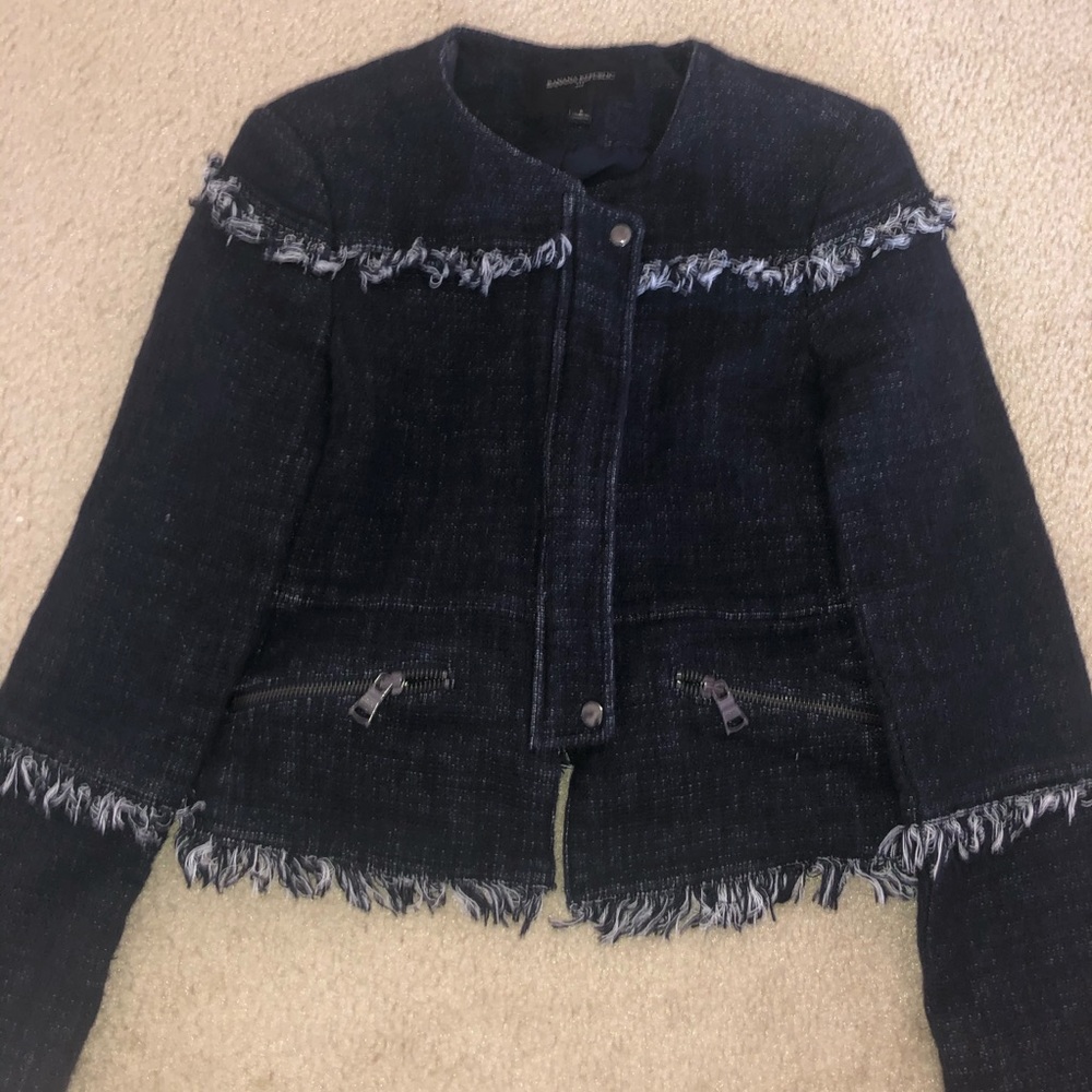 Banana Republic Zip Up Tweed Jacket